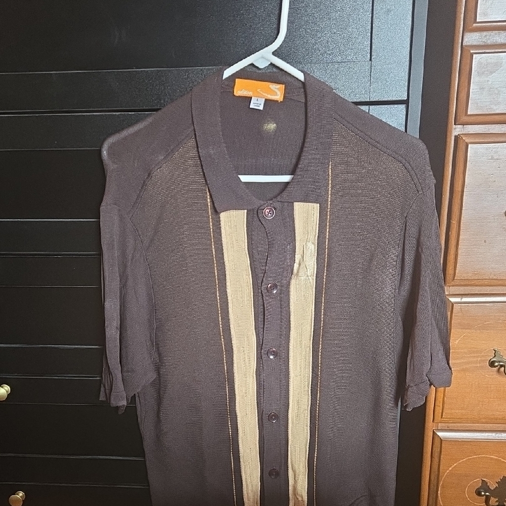 Brown and Tan Button-Up Shirt
